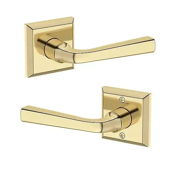 Baldwin Kingvale Lever with Traditional Square Rosette in Non-Lacquered Brass finish