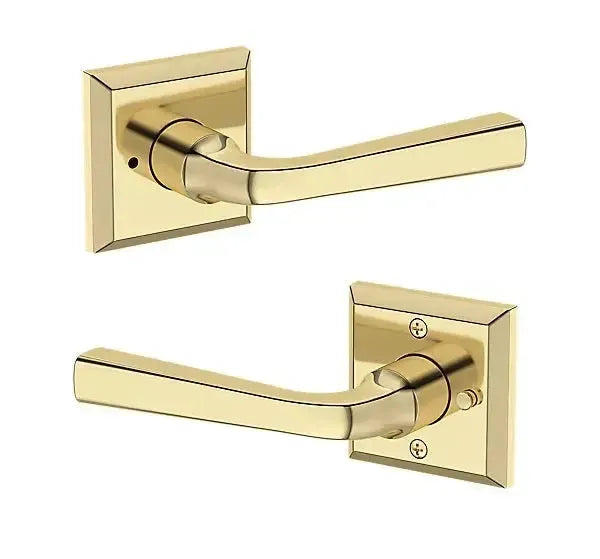 Baldwin Kingvale Lever with Traditional Square Rosette in Non-Lacquered Brass finish