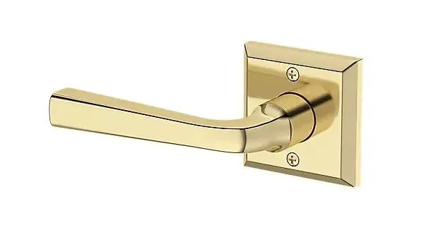 Baldwin Kingvale Lever with Traditional Square Rosette in Non-Lacquered Brass finish