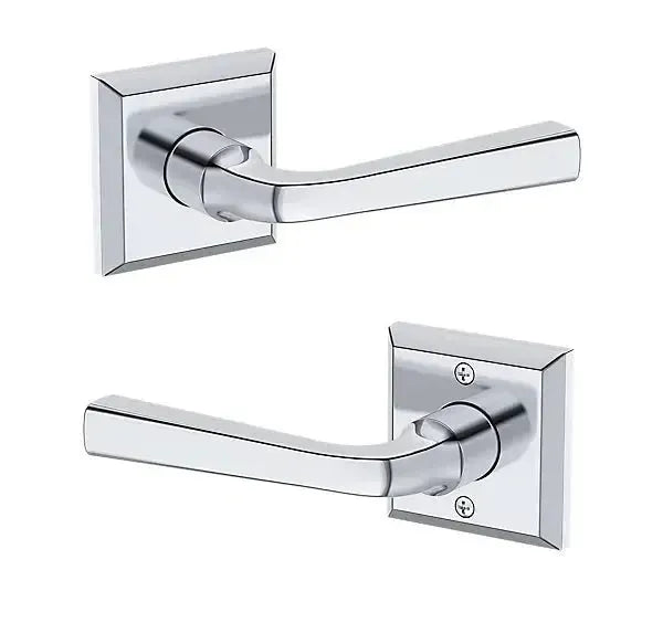 Baldwin Kingvale Lever with Traditional Square Rosette in Polished Chrome finish