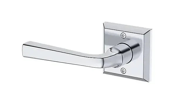Baldwin Kingvale Lever with Traditional Square Rosette in Polished Chrome finish