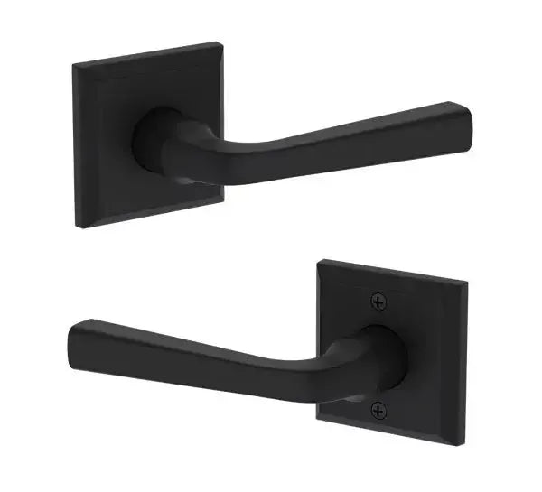 Baldwin Kingvale Lever with Traditional Square Rosette in Satin Black finish
