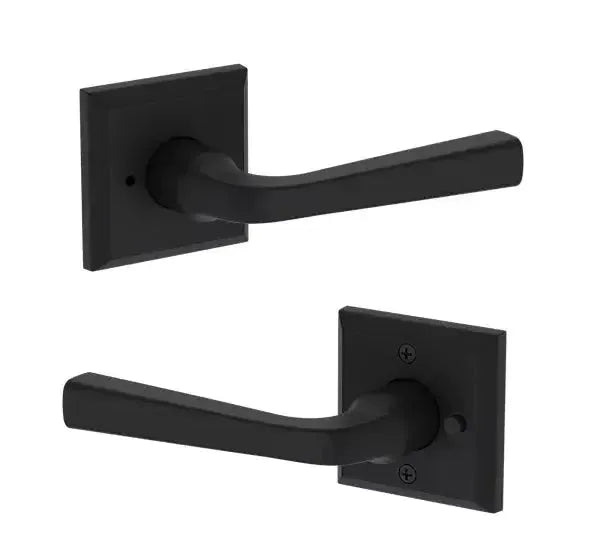 Baldwin Kingvale Lever with Traditional Square Rosette in Satin Black finish