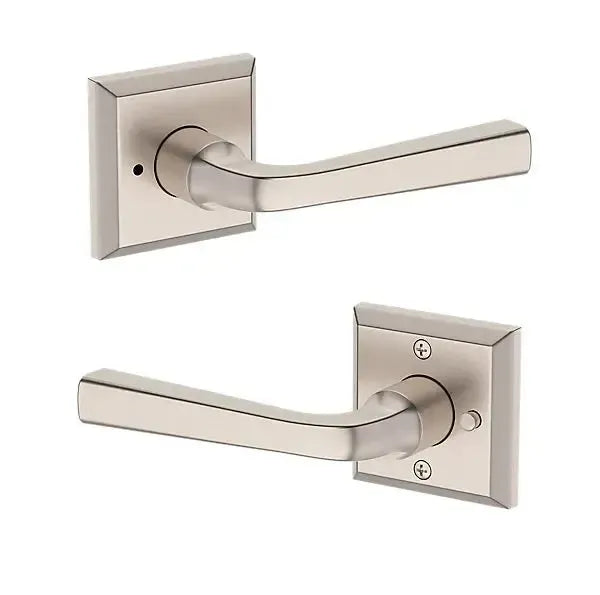 Baldwin Kingvale Lever with Traditional Square Rosette in Satin Nickel finish