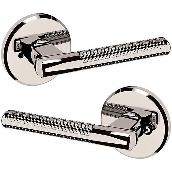 Baldwin Estate L015 Privacy Lever with R016 Rosette in Lifetime Polished Nickel finish
