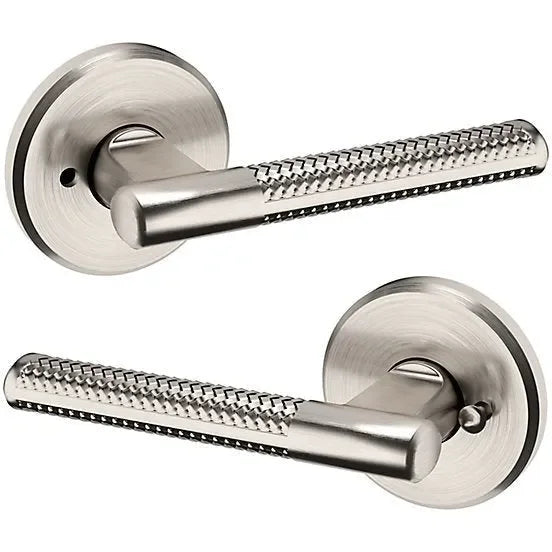 Baldwin Estate L015 Privacy Lever with R016 Rosette in Lifetime Satin Nickel finish