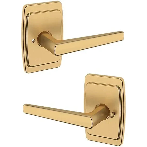 Baldwin Estate L024 Privacy Lever with R046 Rosette in Vintage Brass finish
