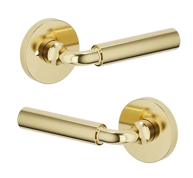 Baldwin L031 Gramercy Curved Lever with 5046 Rosette Lifetime Polished Brass
