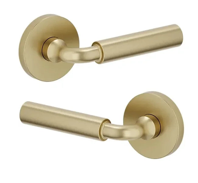 Baldwin L031 Gramercy Curved Lever with 5046 Rosette Lifetime Satin Brass