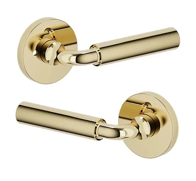 Baldwin L031 Gramercy Curved Lever with 5046 Rosette Unlacquered Brass