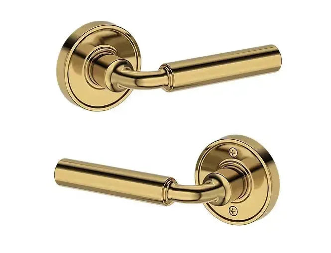Baldwin La Connor Lever with Recessed Round Rosette in Lifetime Polished Brass finish