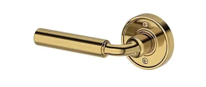 Baldwin La Connor Lever with Recessed Round Rosette in Lifetime Polished Brass finish