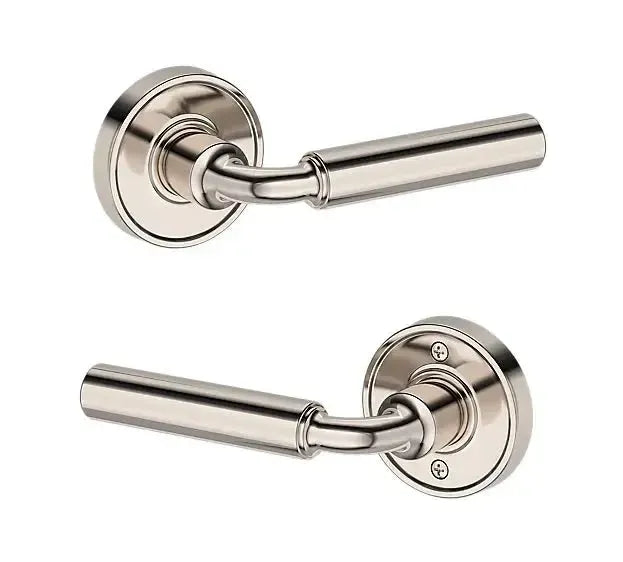 Baldwin La Connor Lever with Recessed Round Rosette in Lifetime Polished Nickel finish
