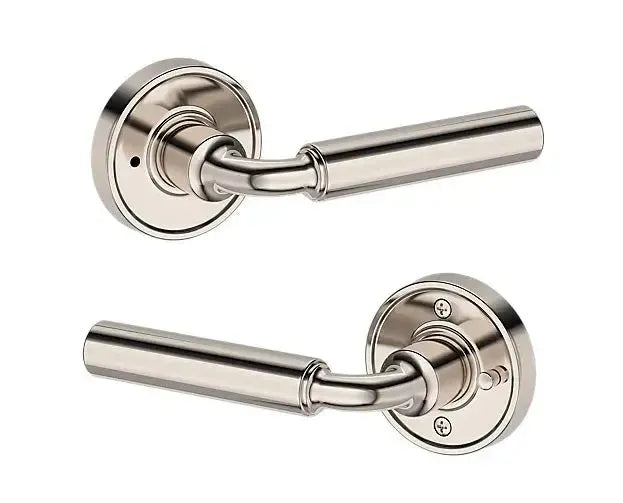 Baldwin La Connor Lever with Recessed Round Rosette in Lifetime Polished Nickel finish