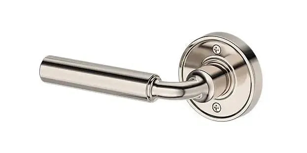 Baldwin La Connor Lever with Recessed Round Rosette in Lifetime Polished Nickel finish