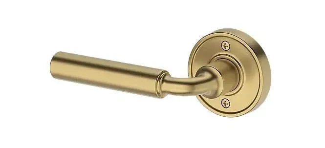 Baldwin La Connor Lever with Recessed Round Rosette in Lifetime Satin Brass finish