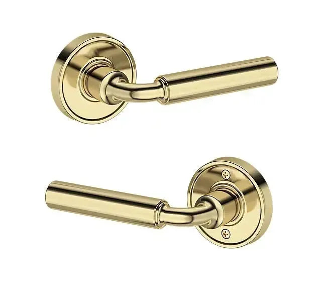 Baldwin La Connor Lever with Recessed Round Rosette in Non-Lacquered Brass finish