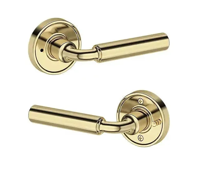 Baldwin La Connor Lever with Recessed Round Rosette in Non-Lacquered Brass finish