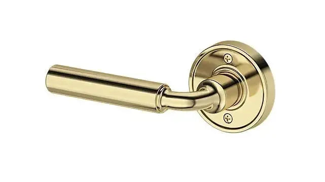 Baldwin La Connor Lever with Recessed Round Rosette in Non-Lacquered Brass finish