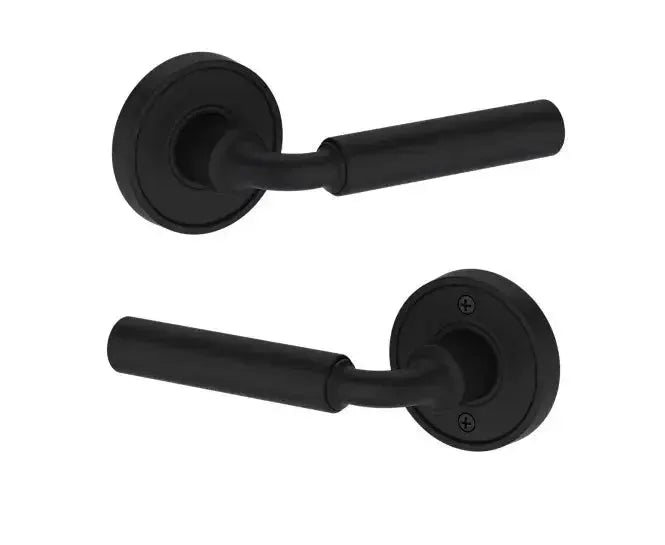 Baldwin La Connor Lever with Recessed Round Rosette in Satin Black finish