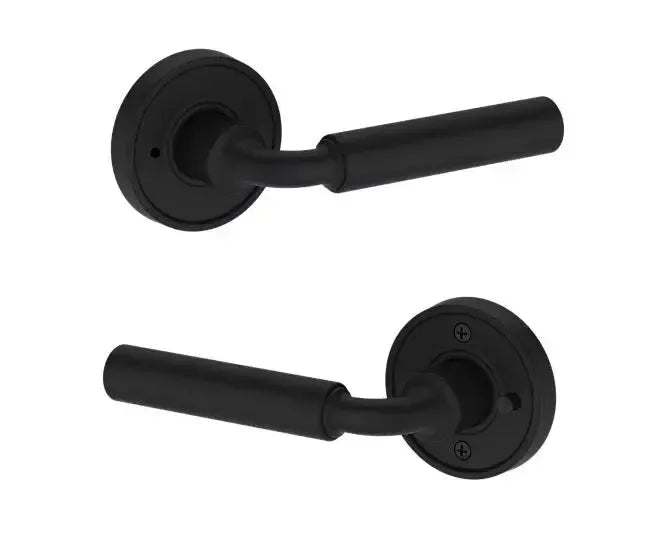 Baldwin La Connor Lever with Recessed Round Rosette in Satin Black finish