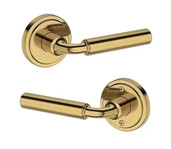 Baldwin La Connor Lever with Stepped Round Rosette in Lifetime Polished Brass finish