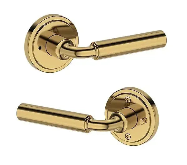Baldwin La Connor Lever with Stepped Round Rosette in Lifetime Polished Brass finish