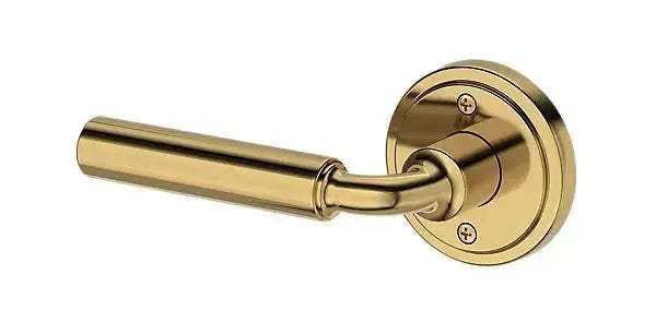 Baldwin La Connor Lever with Stepped Round Rosette in Lifetime Polished Brass finish