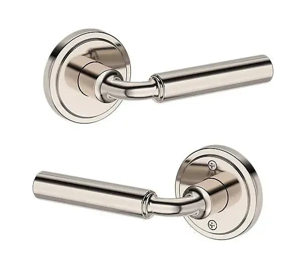 Baldwin La Connor Lever with Stepped Round Rosette in Lifetime Polished Nickel finish