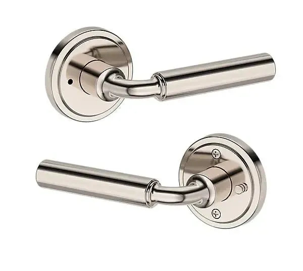 Baldwin La Connor Lever with Stepped Round Rosette in Lifetime Polished Nickel finish