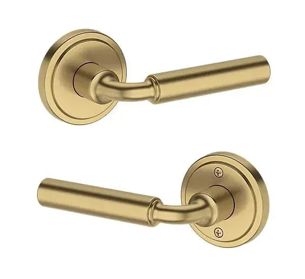 Baldwin La Connor Lever with Stepped Round Rosette in Lifetime Satin Brass finish
