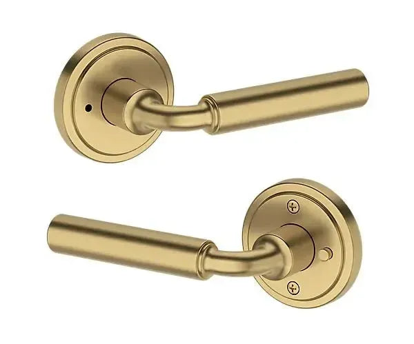 Baldwin La Connor Lever with Stepped Round Rosette in Lifetime Satin Brass finish