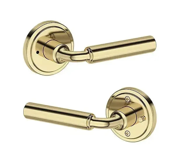 Baldwin La Connor Lever with Stepped Round Rosette in Non-Lacquered Brass finish