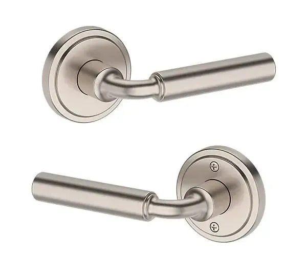 Baldwin La Connor Lever with Stepped Round Rosette in Satin Nickel finish