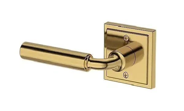 Baldwin La Connor Lever with Stepped Square Rosette in Lifetime Polished Brass finish
