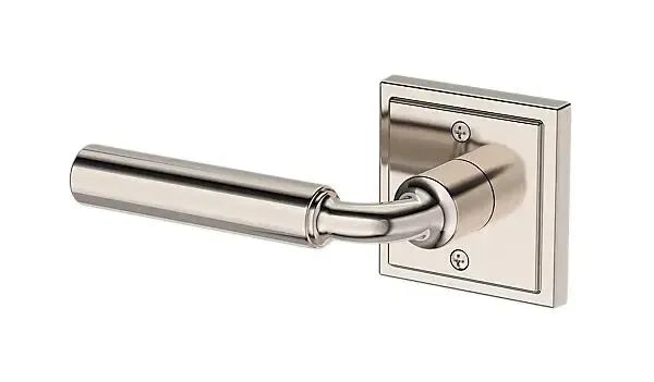 Baldwin La Connor Lever with Stepped Square Rosette in Lifetime Polished Nickel finish