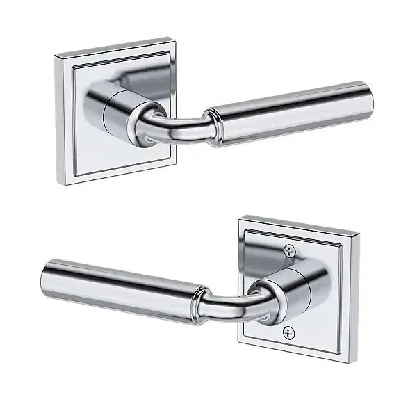 Baldwin La Connor Lever with Stepped Square Rosette in Polished Chrome finish