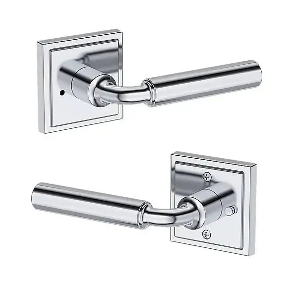 Baldwin La Connor Lever with Stepped Square Rosette in Polished Chrome finish