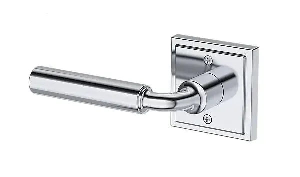 Baldwin La Connor Lever with Stepped Square Rosette in Polished Chrome finish