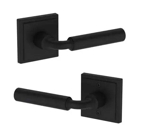Baldwin La Connor Lever with Stepped Square Rosette in Satin Black finish