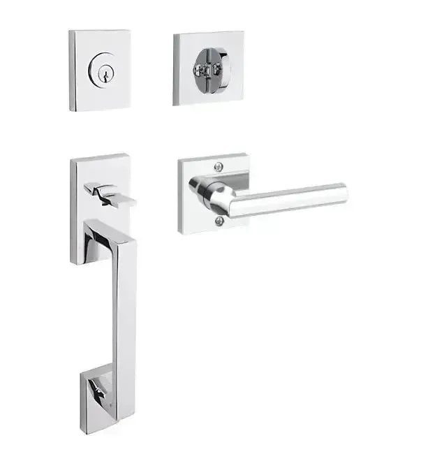 Baldwin ReserveBaldwin La Jolla Handleset with Interior Tube Lever with Contemporary Square Rosette in 