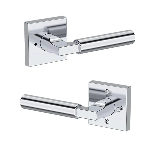 Baldwin Lake Forest Lever with Contemporary Square Rosette in Polished Chrome finish
