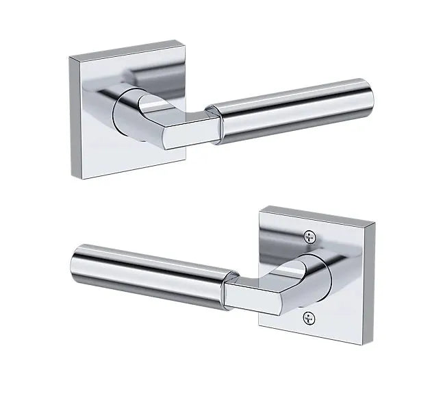 Baldwin Lake Forest Lever with Contemporary Square Rosette in Polished Chrome finish