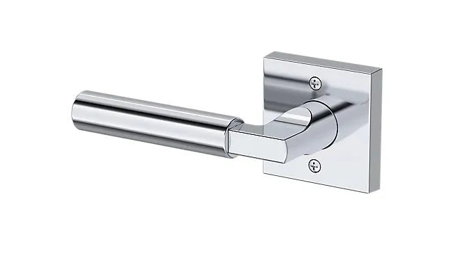 Baldwin Lake Forest Lever with Contemporary Square Rosette in Polished Chrome finish
