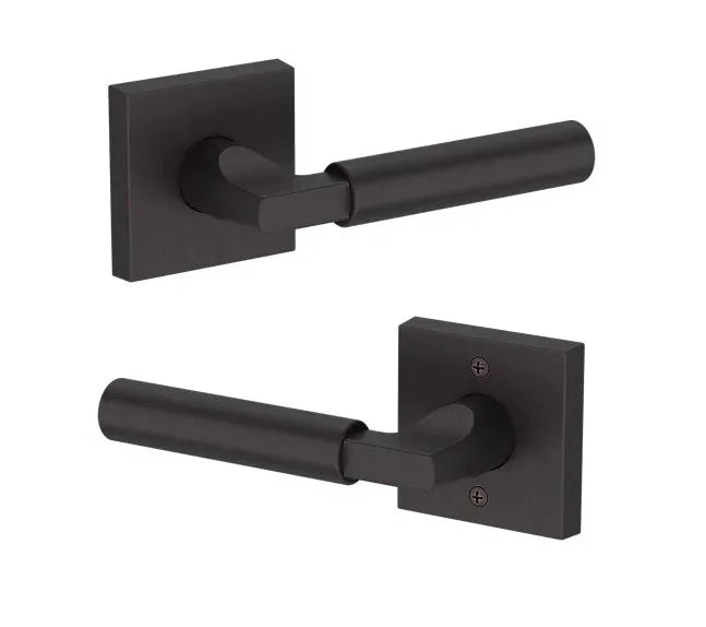 Baldwin Lake Forest Lever with Contemporary Square Rosette in Venetian Bronze finish