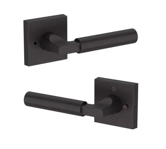 Baldwin Lake Forest Lever with Contemporary Square Rosette in Venetian Bronze finish