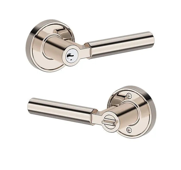 Baldwin Lake Forest Lever with Recessed Round Rosette in Lifetime Polished Nickel finish