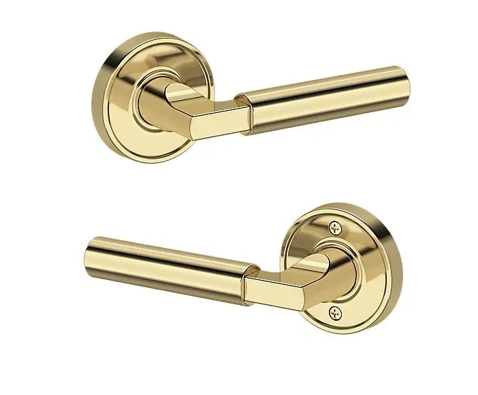 Baldwin Lake Forest Lever with Recessed Round Rosette in Non-Lacquered Brass finish