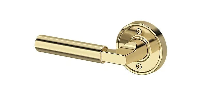 Baldwin Lake Forest Lever with Recessed Round Rosette in Non-Lacquered Brass finish