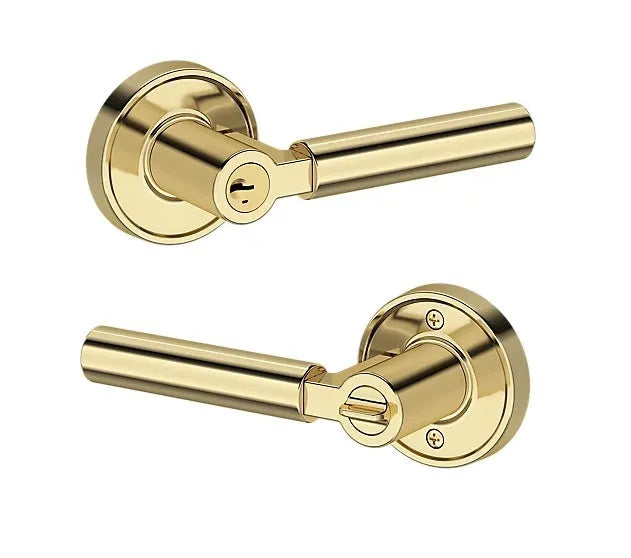 Baldwin Lake Forest Lever with Recessed Round Rosette in Non-Lacquered Brass finish